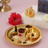 Gold Plated Puja Thali with Ganesha Idol and Puja Kit Online