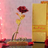 Gold Plated Rose with Red Petals and Love Showpiece Online