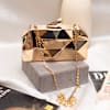 Golden Glam Geometric Clutch Online