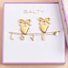 Gift Golden Heart Bracelet And Earrings Combo For Women