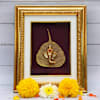 Golden Lord Ganesha Leaf Frame Online