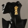 Gift Golden Metal Work Flower Earrings