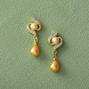 Gift Golden Pearl and CZ Pendant and Earrings Set