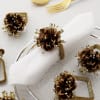 Golden Square Floral Napkin Rings (Set of 6) Online