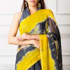 Gift Gorgeous Chiffon Saree With Block Print