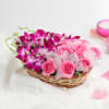 Buy Gorgeous Purple Orchids & Pink Roses in Basket Arrangement