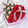 Gourmet Chocolates and Red Roses in Heart Shaped Gift Box Online