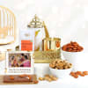 Grand Personalized Golden Metal Basket Karwa Chauth Hamper Online