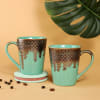 Green And Brown Dual DIpped Ceramic Mugs (Set of 2) Online