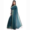 Gift Green Khadi Cotton Handloom Saree With Sequin Pallu