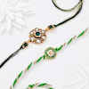 Gift Green Kundan And Meenakari Rakhis - Set Of 2