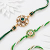 Green Kundan And Meenakari Rakhis - Set Of 2 Online
