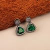 Gift Green Stone And CZ Drop Earrings