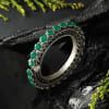 Green Stones Oxidized Matte Finish Kada Bangle Online