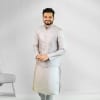 Gift Grey Art Silk Kurta and Nehru Jacket Set for Men