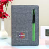 Grey Notebook with Green Zipper Pocket - Customized with Logo Online