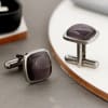 Gift Grey Stone Rounded Square Men's Cufflinks