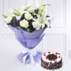 Half Kg Round Black Forest Cake with Bunch of Mixed Flowers Online