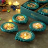 Hand Painted Clay Diya with Pearls (Set of 4) Online