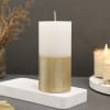 Gift Hand Painted Textured Gold Pillar Candle