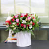 Handle basket with red pink and white Online