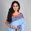 Buy Handloom Cotton Saree With Woven Border - Blue