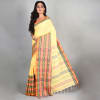 Gift Handloom Cotton Saree With Woven Border - Light Yellow
