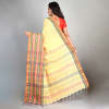 Shop Handloom Cotton Saree With Woven Border - Light Yellow
