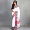 Handloom Cotton Saree With Woven Border - White Online