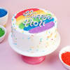 Gift Happy Holi Fresh Cream Cake With Rainbow Icing (Half kg)