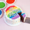 Shop Happy Holi Fresh Cream Cake With Rainbow Icing (Half kg)