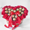 Heart Bouquet of Red Roses & Ferrero Rocher Online