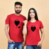 Heart Print Red Couple T-shirt Online