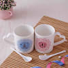 Gift Heart Shape Handle Ceramic Mug Set with Spoons