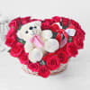 Heart Shaped Basket of Red Roses with Teddy Online