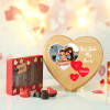 Heart Shaped Dark Chocolates with Personalized Wooden Photo Frame Online