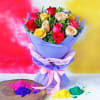 Holi Gulaal with Assorted Rose Bouquet Online