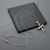 Gift Holy Cross Textured Pendant With Chain - Silver