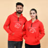Hooked With You Red Hoodie for Couple Online