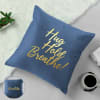 Hug Hold Breathe Velvet Cushion - Personalized - Navy Online