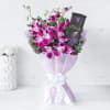 Gift Imperial Orchids Bouquet With Dark Chocolate Bar