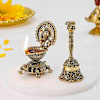 Intricate Brass Pooja Diya And Bell-Set Of 2 Online