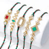 Buy Intricate Kundan Rakhis And Pooja Thali Hamper