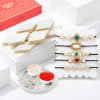 Intricate Kundan Rakhis And Pooja Thali Hamper Online