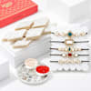 Intricate Kundan Rakhis And Pooja Thali Hamper Online