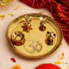 Buy Karwa Chauth Golden Om Pooja Thali Set
