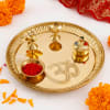 Gift Karwa Chauth Puja Samagri With Om Puja Thali And Kalash