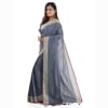 Gift Khadi Cotton Grey Handloom Saree With Sequin Pallu