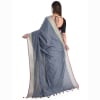 Buy Khadi Cotton Grey Handloom Saree With Sequin Pallu