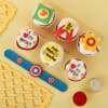 Gift Kids Rakhi with assorted cupcakes